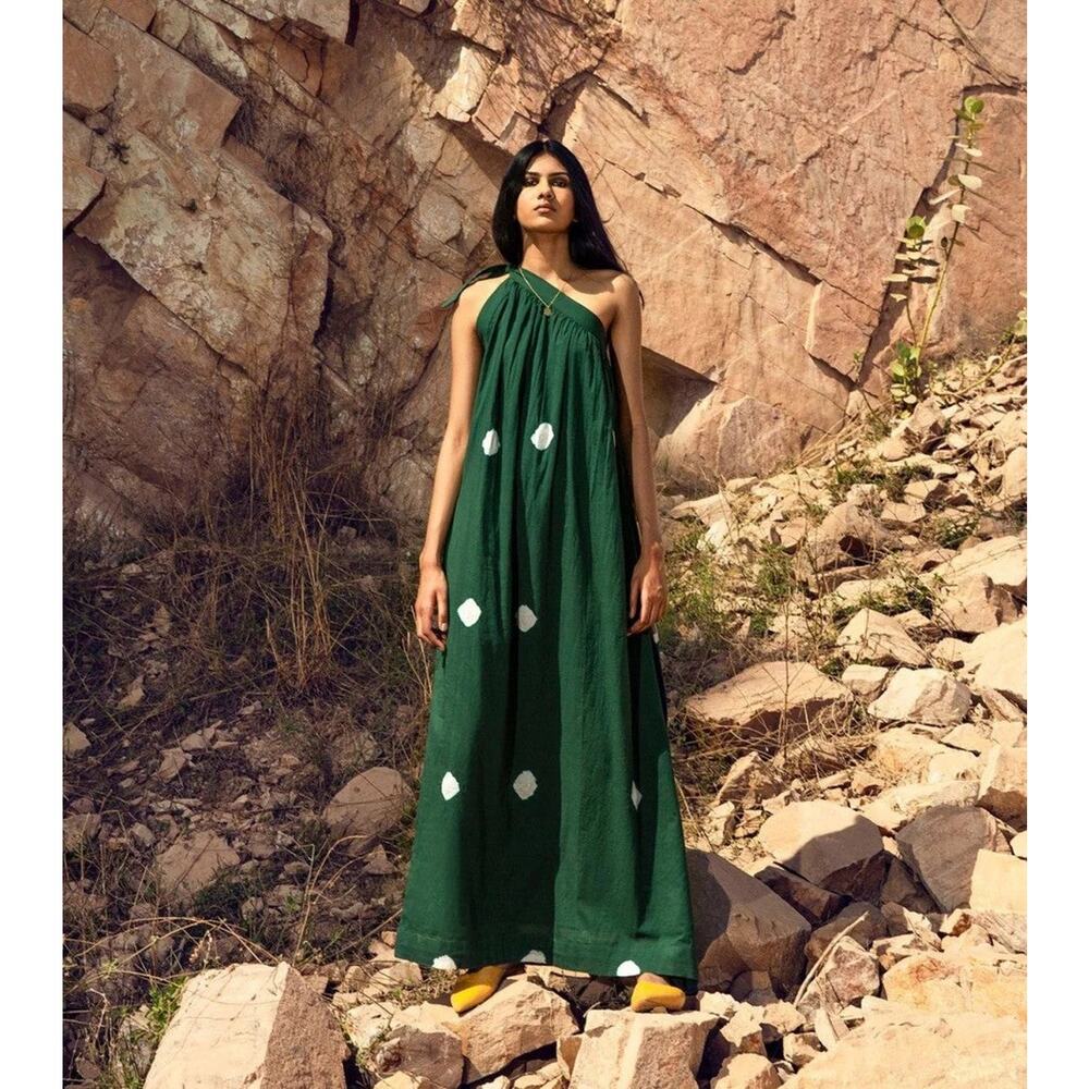 BHOOMI Lana Tie Up Maxi Dress - XS - Green